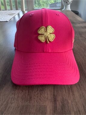 Women's Pink Baseball Cap with Gold Clover Embroidery